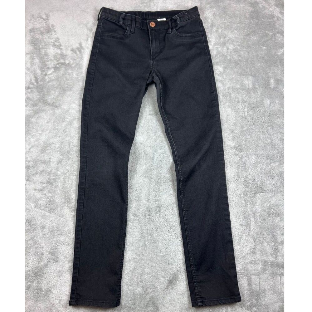 H&M Girls 11-12Y Black Skinny Fit Jeans Stretch Denim Adjustable Waist